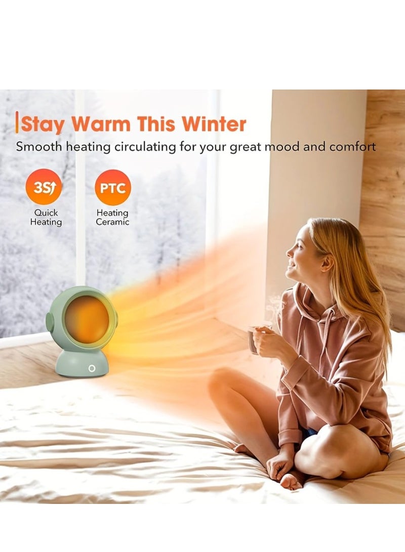 SYOSI Portable Ceramic Space Heater with Adjustable Comfort control Thermostat, 2 Mode PTC Small Energy Efficient Heater, Built-in Overheat & Tip-Over Protection, Quiet heater (Green - Image 2