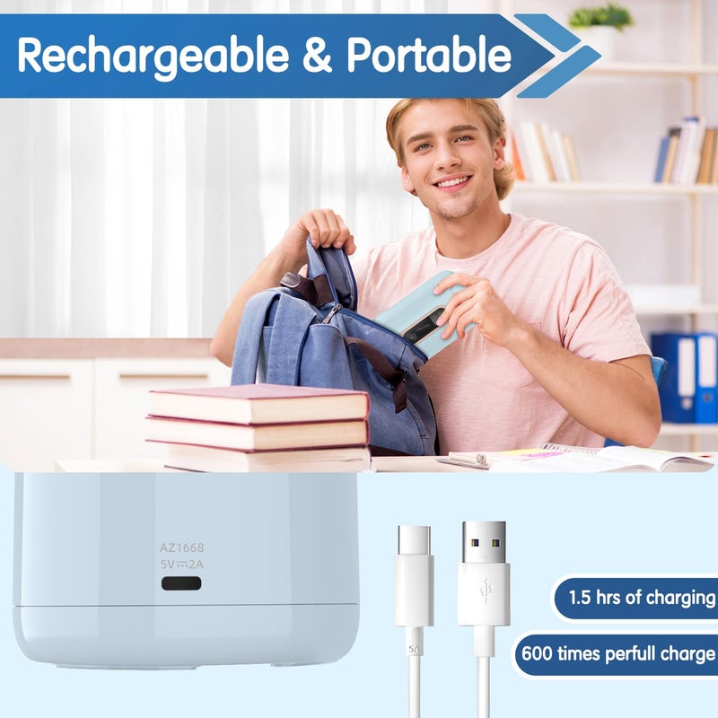 deli Electric Pencil Sharpener, Fully Automatic Pencil Sharpener, Auto in & Out, Rechargeable Hands-Free Pencil Sharpeners for 6.9-12mm, Home, Classroom, Battery Operated, Blue - Image 4