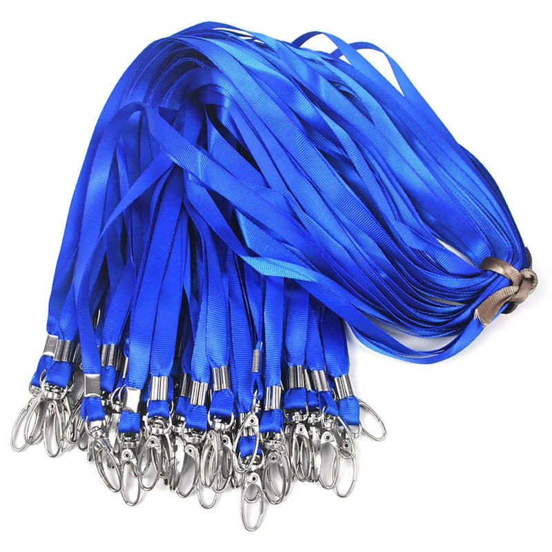 Bird Fiy Blue Lanyards 50Pcs Nylon Bulk Lanyard for Id BadgesBadge Lanyards Swivel Hooks Clips Great for Name Tags Badge 50PCS Blue