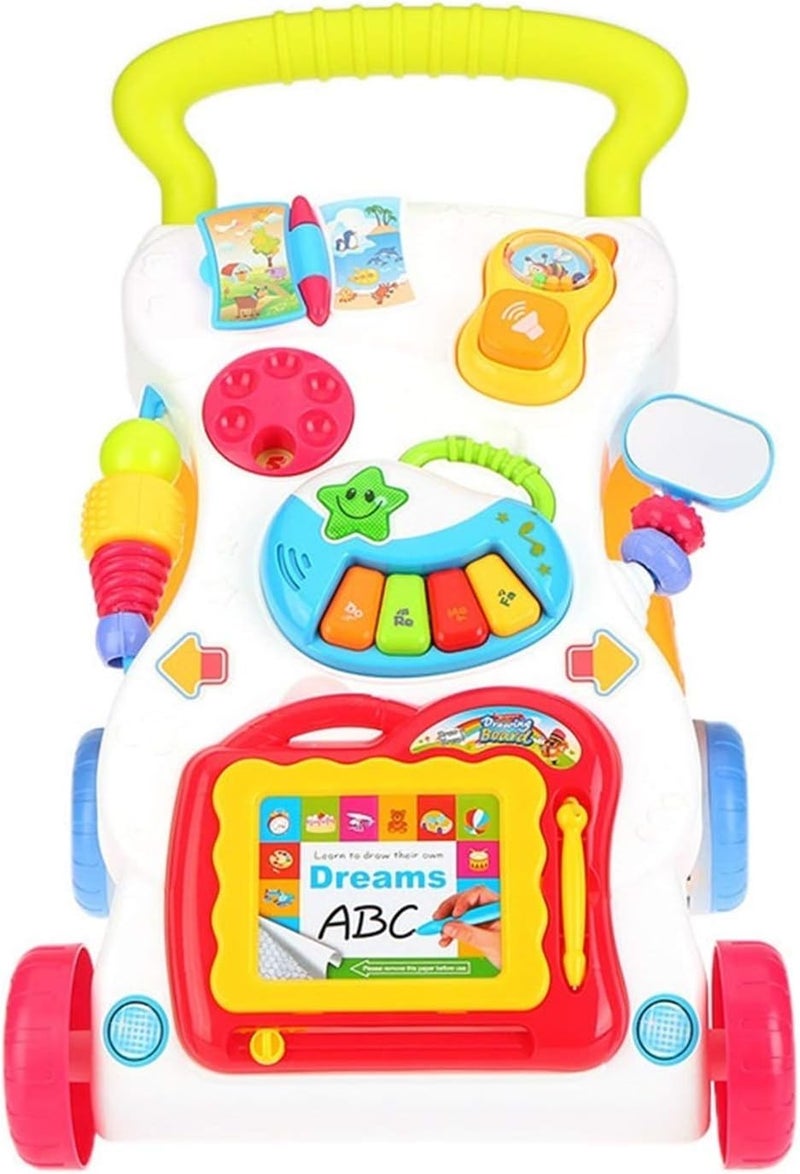 YouPin Baby Walker Multifunction Infant Stand-to-Sit Toddler Four Wheels Trolley Kids Learning Walking Toddler Toys Piano Drawing Gift (Color : With box) - Image 3