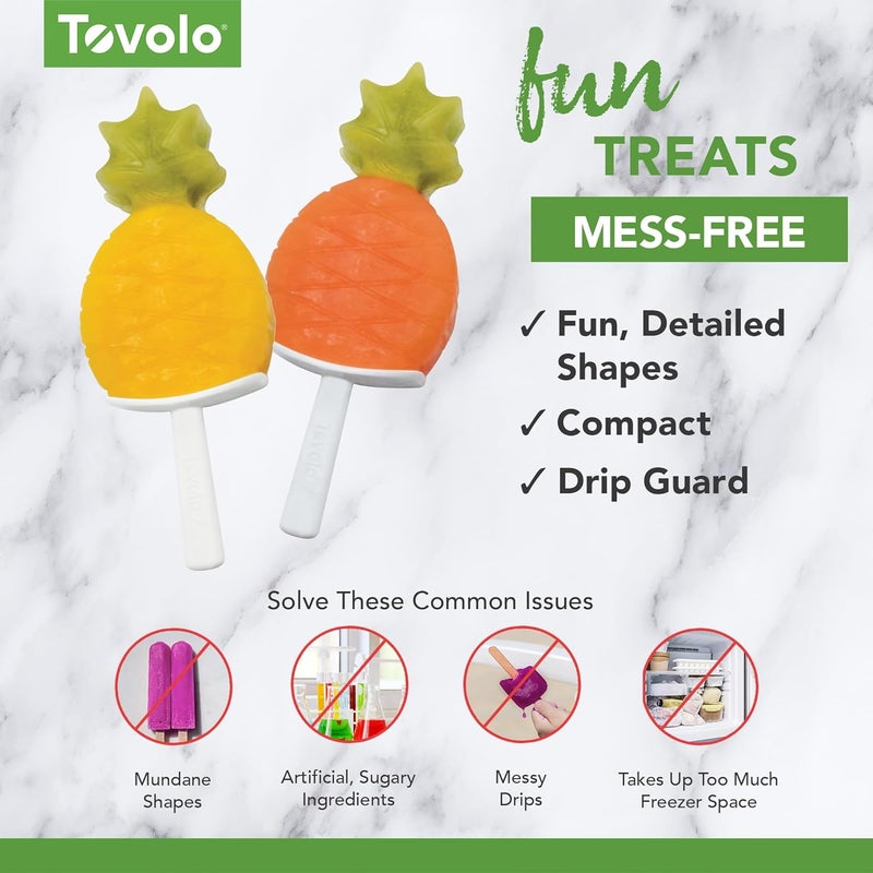 Tovolo Stackable Popsicle Molds with Sticks, 4-Pack, Pineapple Shaped Pop Molds, Reusable Ice Pop Maker for Kids, Homemade Frozen Snacks & Treats, Mess-Free Handles, BPA-Free, Dishwasher Safe - Image 3