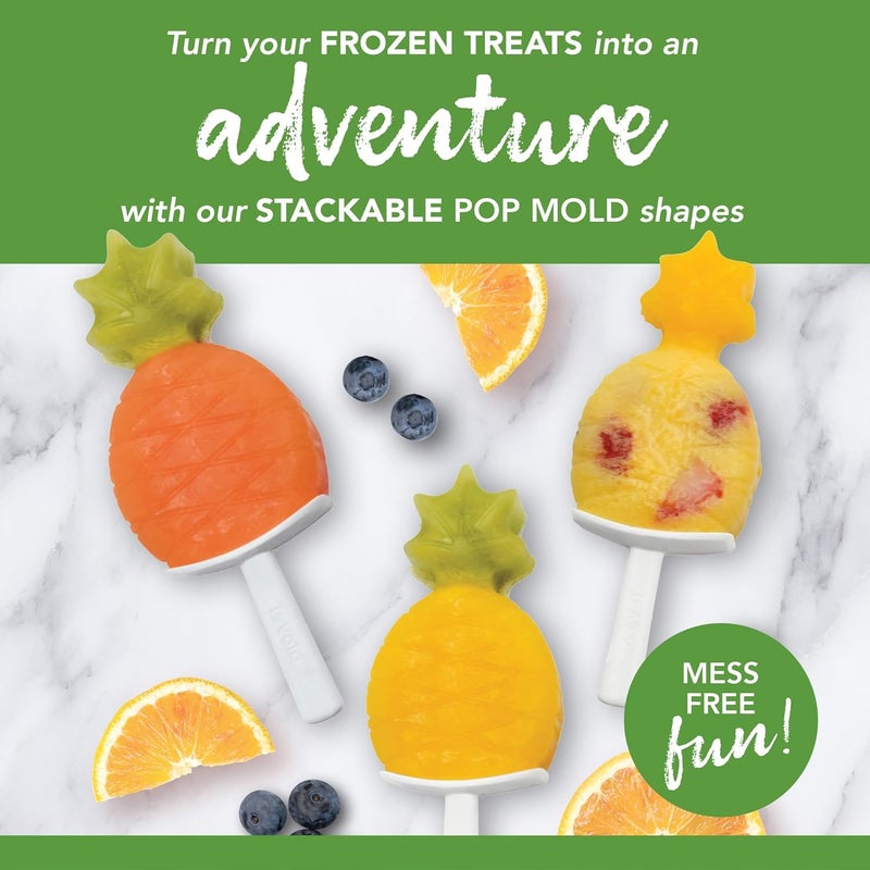 Tovolo Stackable Popsicle Molds with Sticks, 4-Pack, Pineapple Shaped Pop Molds, Reusable Ice Pop Maker for Kids, Homemade Frozen Snacks & Treats, Mess-Free Handles, BPA-Free, Dishwasher Safe - Image 2
