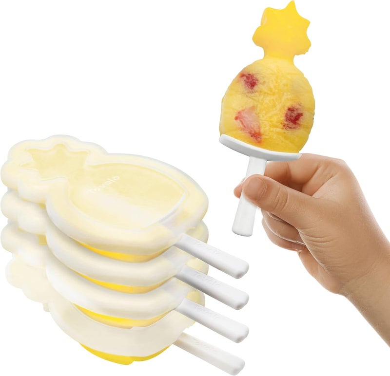 Tovolo Stackable Popsicle Molds with Sticks, 4-Pack, Pineapple Shaped Pop Molds, Reusable Ice Pop Maker for Kids, Homemade Frozen Snacks & Treats, Mess-Free Handles, BPA-Free, Dishwasher Safe - Image 1