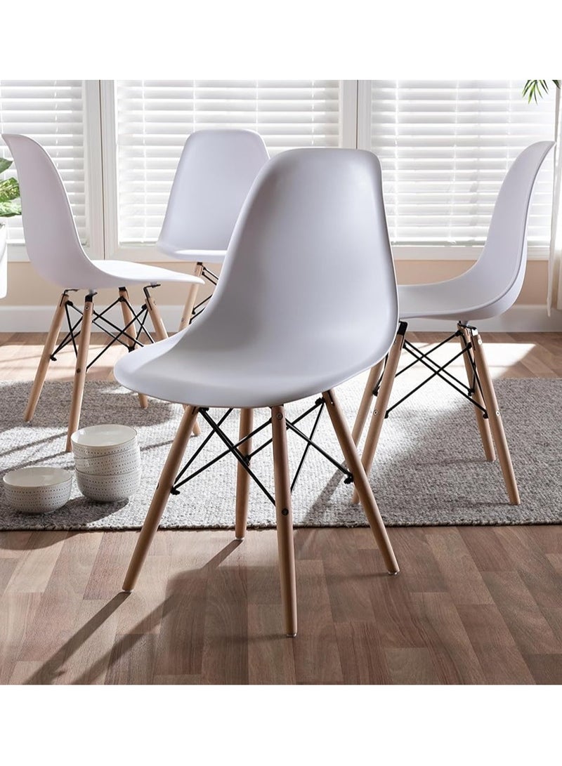 Generic 4-Piece Plastic Dining Kitchen Living Room Chair With Wooden Legs White 70x40x40cm - Image 5