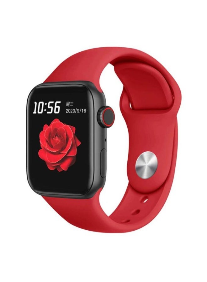 T500 Smartwatch with Bluetooth Call, Full Touch Screen & Replaceable Red Strap - Image 1
