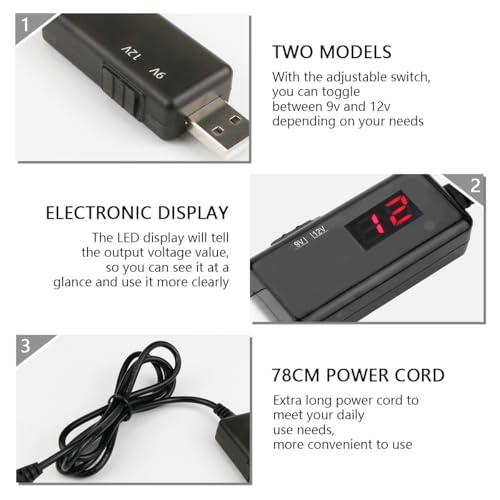 UPIQNG USB to DC 5V to 9V/12V Boost Converter Step Up Voltage Converter with LED Display 5.5/3.5mm Cable Power Regulator - Image 3
