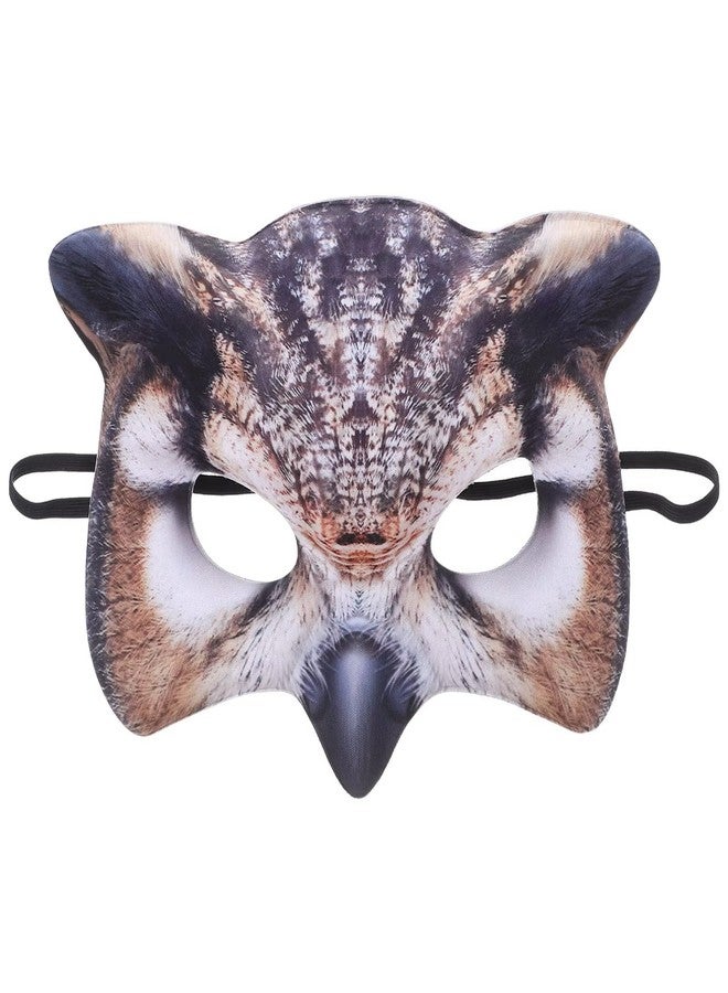 Hosfairy 1Pcs Halloween Owl Mask Masquerade Owl Mask Animal Half Face Mask for Halloween Easter Costume Party Cosplay Props(Brown) - Image 1