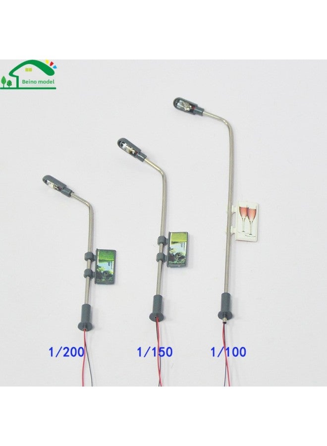 Miniature Glowing Street Lamp Model Led Metal Advertising Lamp Architectural Sandbox Micro-scene 3vdiy Model Material-Color:One Horse Street Lamp 1/100  - Image 1