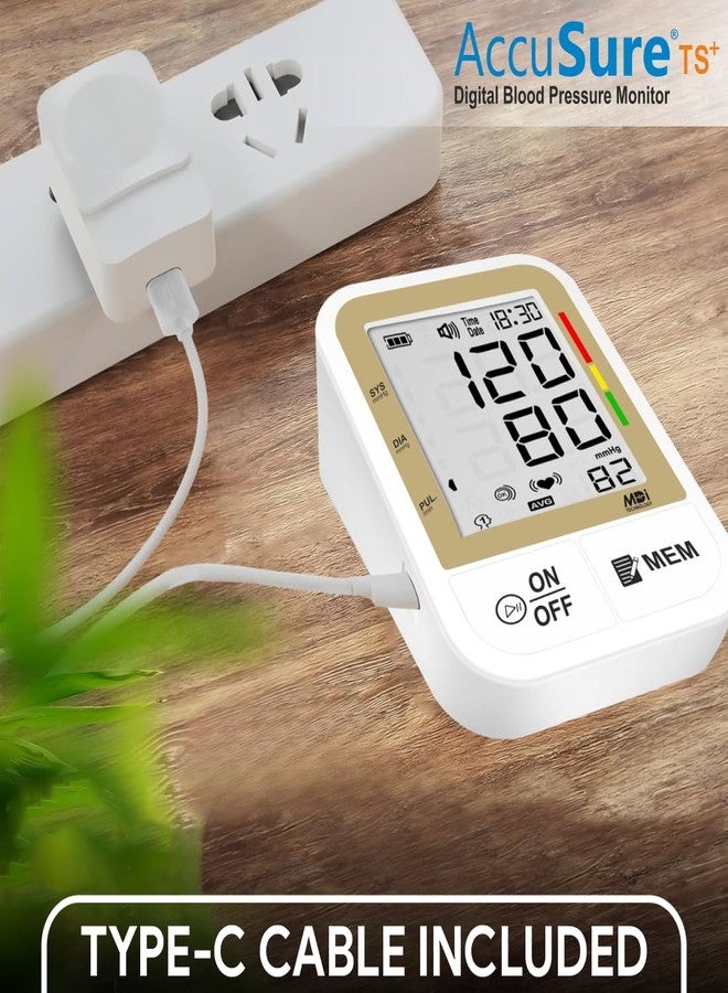 AccuSure جهاز قياس ضغط الدم AccuSure TS Plus - أوتوماتيكي بالكامل | بسيط وموثوق ودقيق | جهاز قياس ضغط الدم الرقمي مزود بمنفذ طاقة USB من النوع C - Image 5