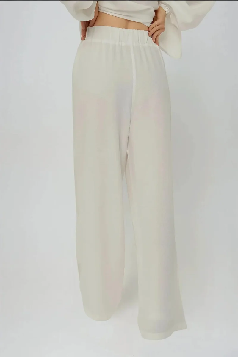 Hiccup White Wide Leg Relax Fit Pants for Women | Best Price UAE