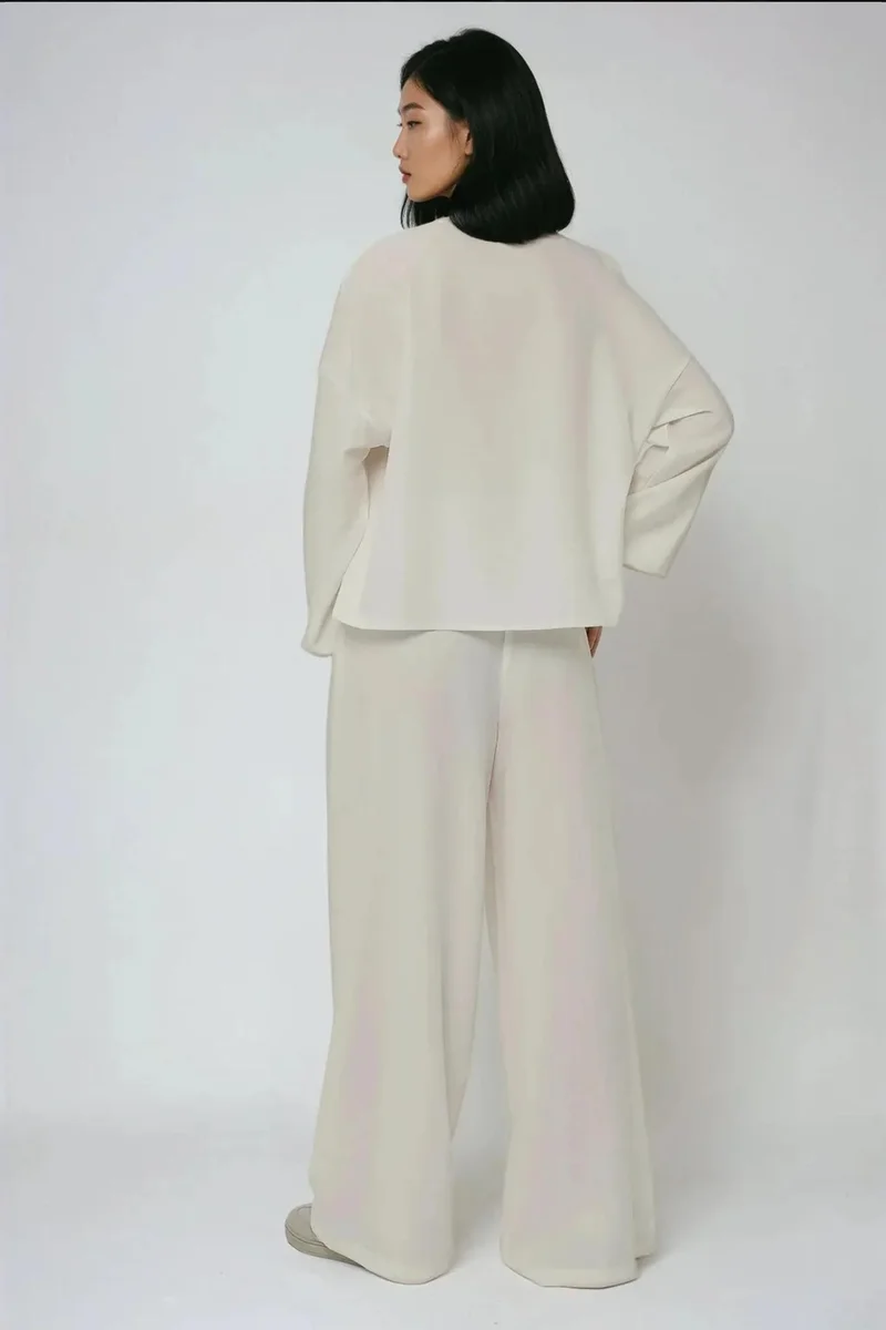 Hiccup White Wide Leg Relax Fit Pants for Women | Best Price UAE
