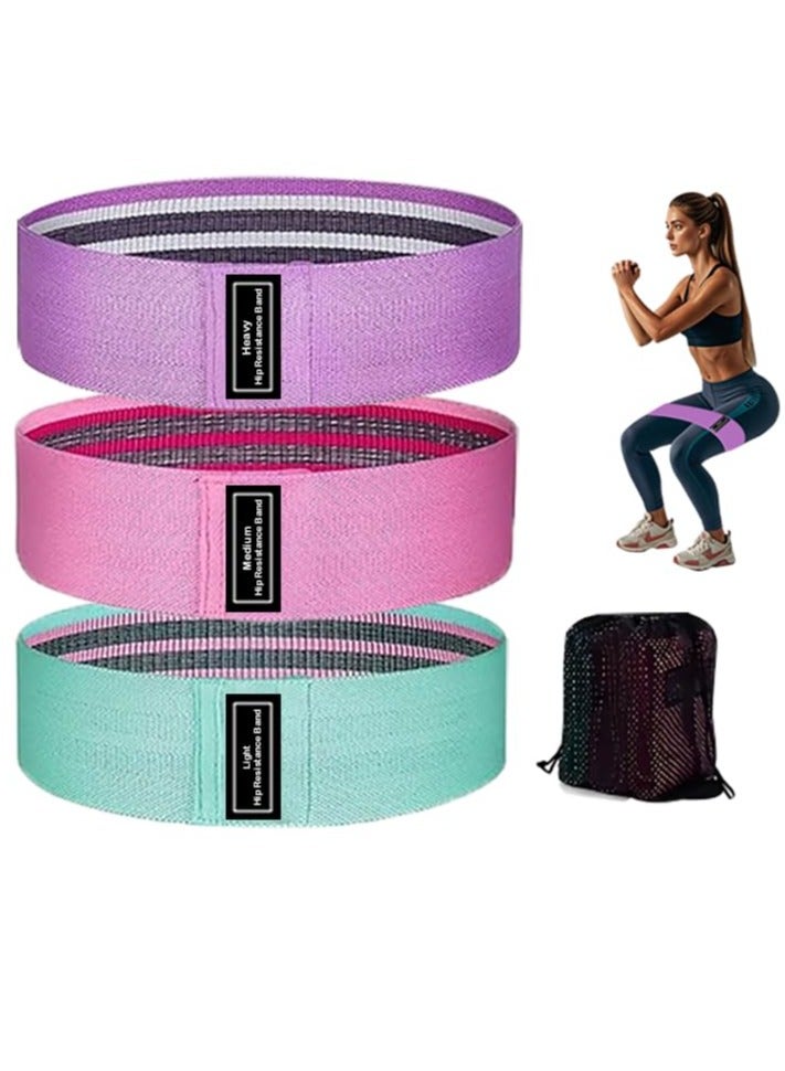Resistance Bands for Legs and Butt - Fabric Exercise Set, Thick Wide Stretch Fitness, Non-Slip Workout Loop, Booty Hip Bands for Women at Home or Gym - Image 1