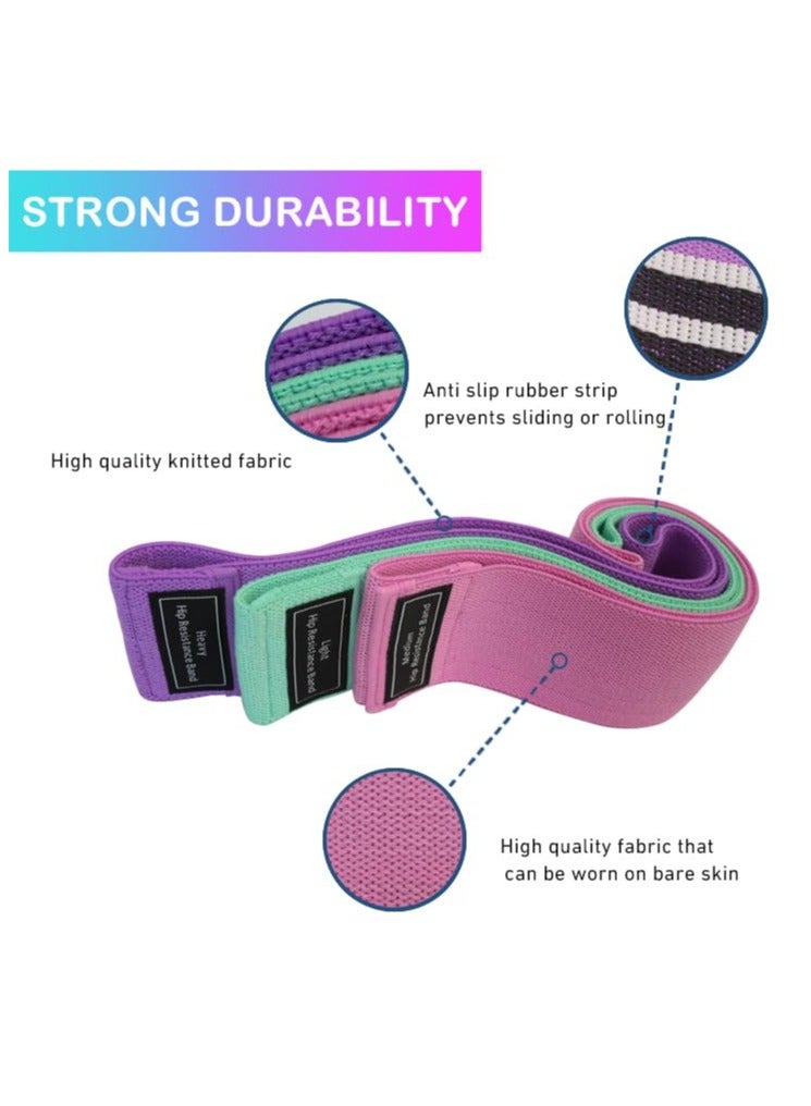 Resistance Bands for Legs and Butt - Fabric Exercise Set, Thick Wide Stretch Fitness, Non-Slip Workout Loop, Booty Hip Bands for Women at Home or Gym - Image 3