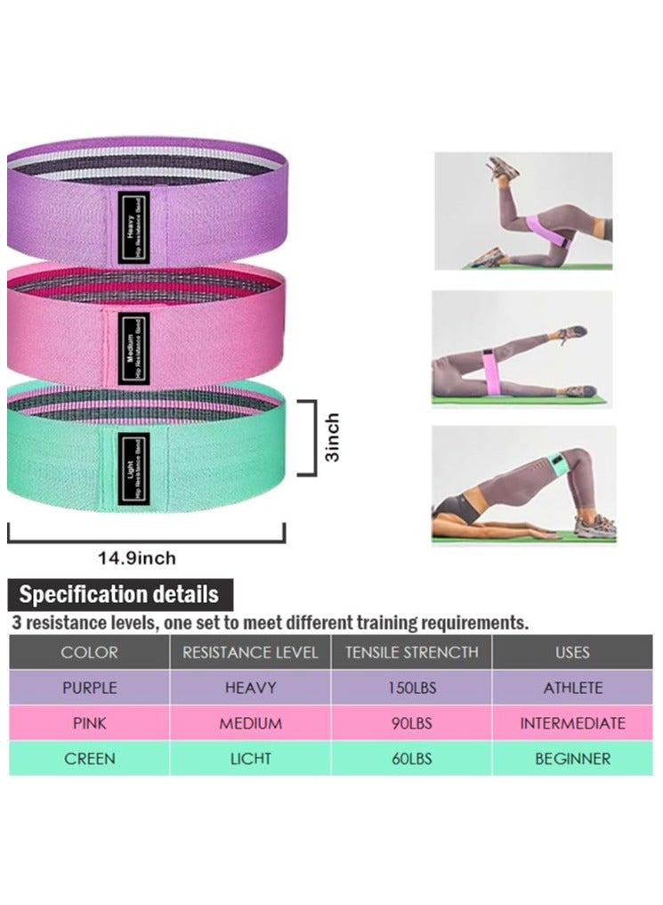 Resistance Bands for Legs and Butt - Fabric Exercise Set, Thick Wide Stretch Fitness, Non-Slip Workout Loop, Booty Hip Bands for Women at Home or Gym - Image 2