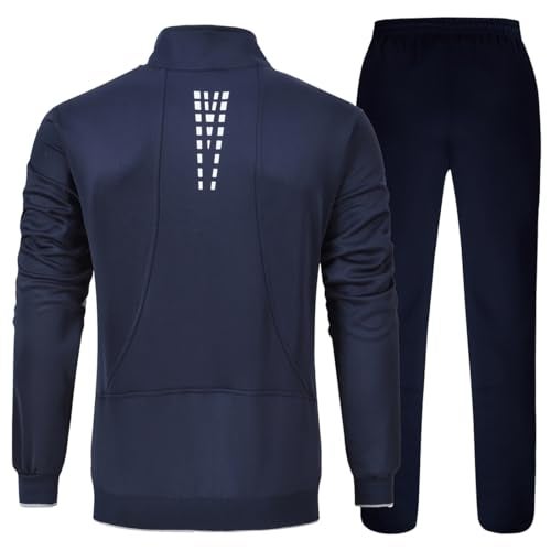 YSENTO Men's Tracksuits Outfits Set 2 Piece Jogging Suits Warm Up Sweatsuits Sweat Track Suits Sets Navy Grey L - Image 2