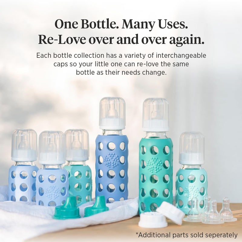 Lifefactory 4-Ounce BPA-Free Glass Baby Bottle with Stage 1 Nipple and Protective Silicone Sleeve, Stone Gray - Image 4