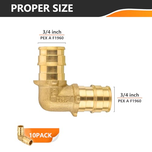 HeSun 10Pack HeSun PexA Fitting 34 Inch Expansion Elbow90DegreePex Expansion Fitting 34 x 34 ElbowASTM F1960PEX1960035 - Image 3