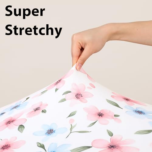 FIEMOL Baby Bedside Bassinet Sheets Girl, 33”x20” Compatible with Baby Delight Dream On Me & Most Rectangle Bedside Sleeper Bassinet Mattress, Super Soft Microfiber Pink Butterfly Flower - Image 4