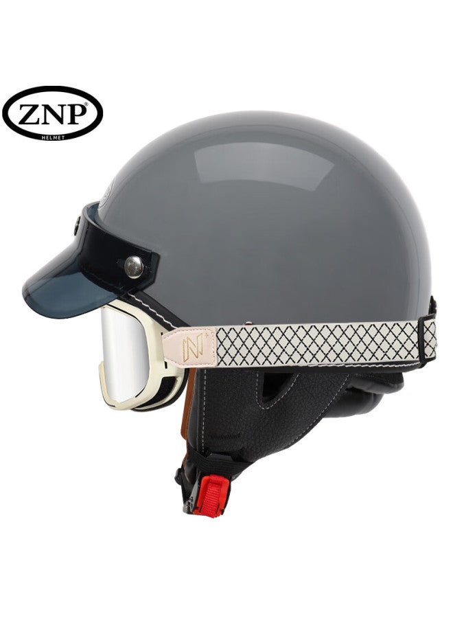 Znp 683 Cement Gray L Size 3c Summer Retro Harley Motorcycle Four-season Electric Vehicle Helmet