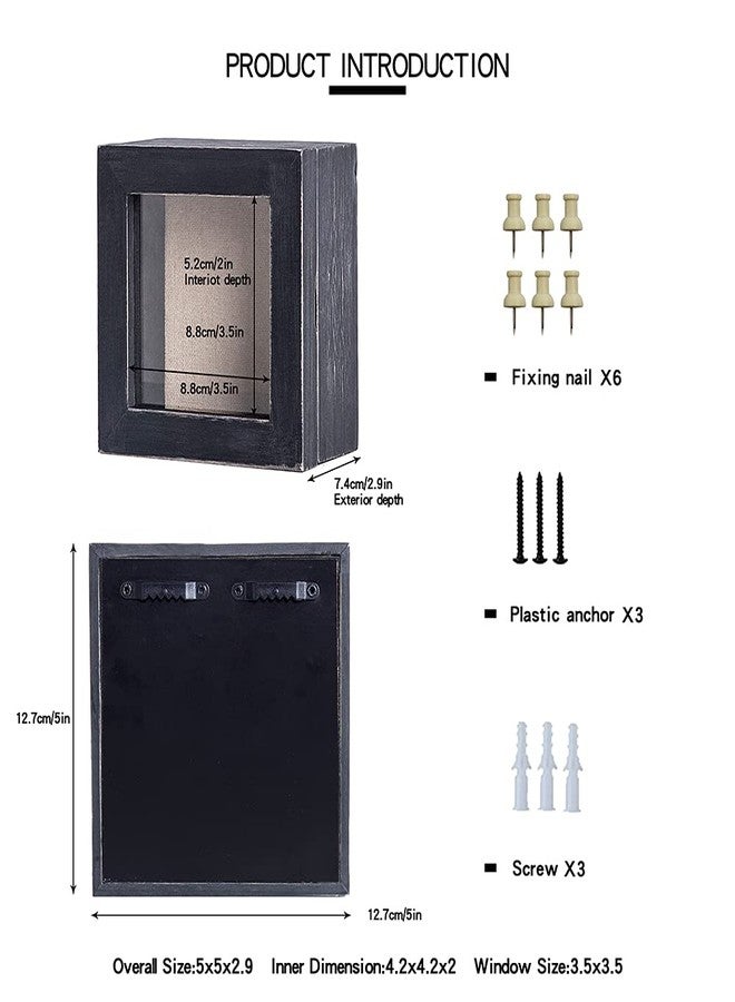 Freezing point Shadow Box Frame 5x5 Shadow Box Display Case Cabinet Picture Frame with Linen Back Memorabilia Awards Medals Bouquet Photos Badge Pin Paw Print Memory Box For Keepsakes Black Small Mini - Image 5