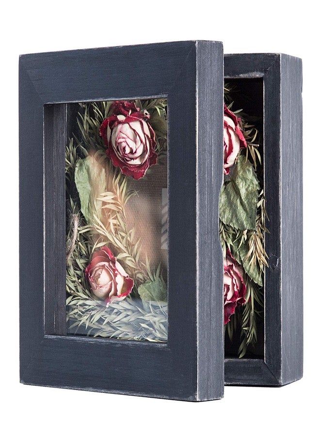 Freezing point Shadow Box Frame 5x5 Shadow Box Display Case Cabinet Picture Frame with Linen Back Memorabilia Awards Medals Bouquet Photos Badge Pin Paw Print Memory Box For Keepsakes Black Small Mini - Image 1