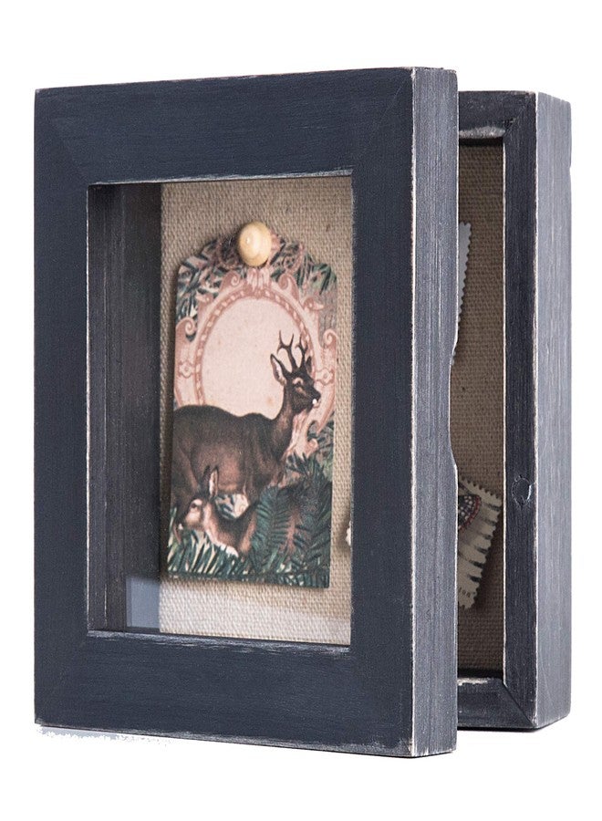 Freezing point Shadow Box Frame 5x5 Shadow Box Display Case Cabinet Picture Frame with Linen Back Memorabilia Awards Medals Bouquet Photos Badge Pin Paw Print Memory Box For Keepsakes Black Small Mini - Image 3