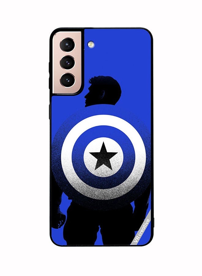 VR CREATIVE Protective Case Cover For Samsung Galaxy S21 5G Captain America Blue Design Multicolour - Image 1