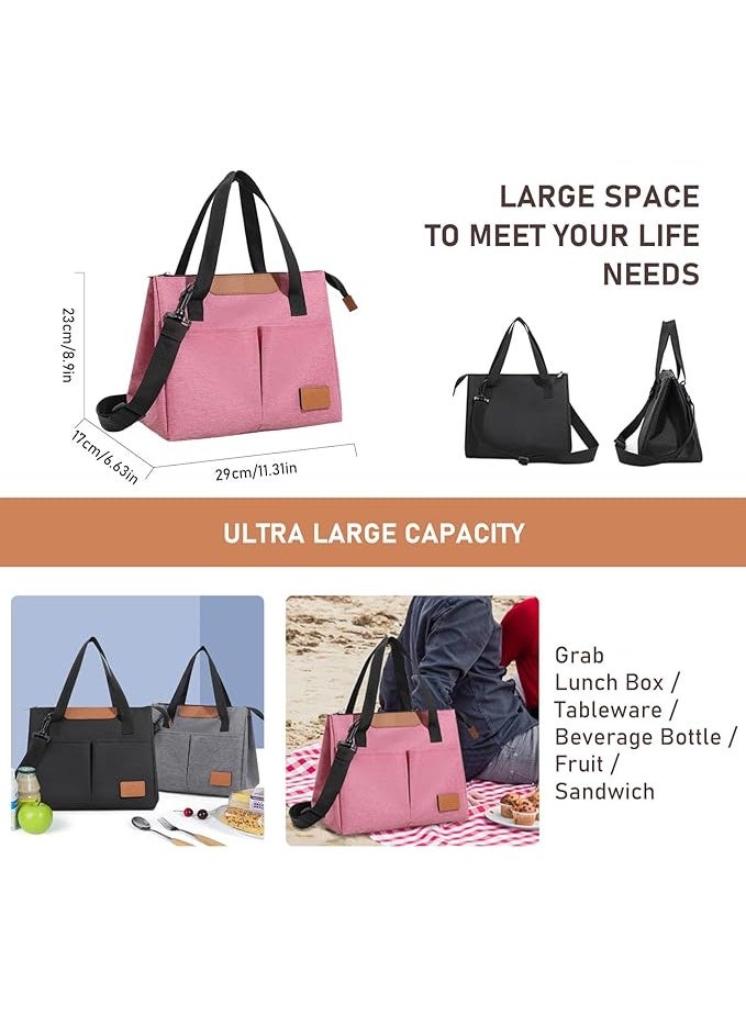 Women's Insulated Lunch Bag – Large, Spacious, and Leak-Proof Reusable Cooler Tote for Adults. Includes Removable Adhesive Decoration – Perfect for Work, Office, Travel, and Picnics.  - Image 3