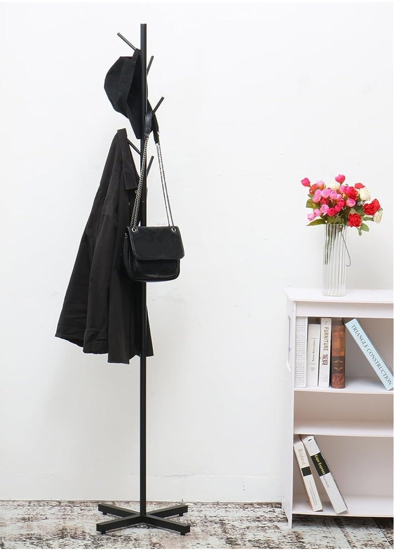 Generic - Stellar Metal Freestanding Coat Rack with Meta Base Modern Stand Coat & Hat Hanger Stand Pole Entryway Organizer, Multifunction Rack for Coats Hats Bags Scarves Shirts (Color Black) - Image 1