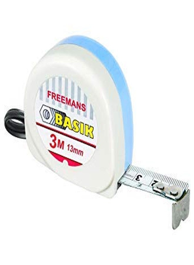 Freemans Basik Plastic 3 M:16 Mm Measuring Tape (Blue And White) (3M, Basik)
