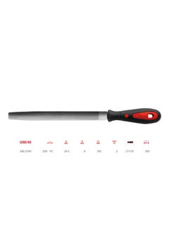Ceta form Half Round File with Soft Grip Handle, (Second Cut) Double Cut Surfaces - Length 250mm. - 10 inches