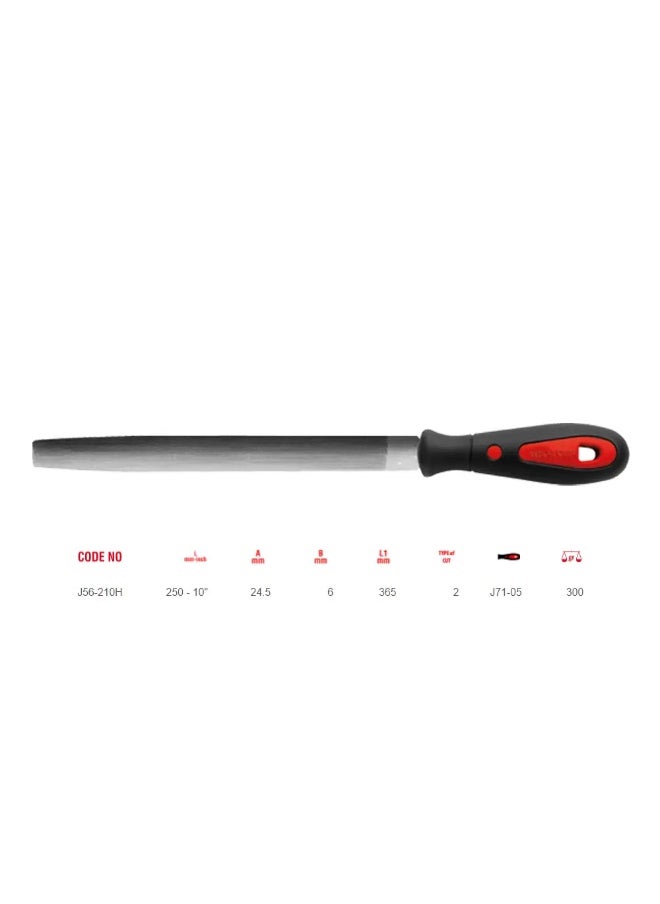 Ceta Form - Ceta form Half Round File with Soft Grip Handle, (Second Cut) Double Cut Surfaces - Length 250mm. - 10 inches - Image 1