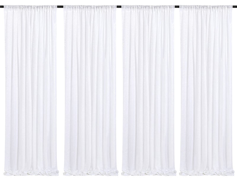 4 قطع ستارة خلفية بيضاء من الترتر 2 قدم × 8 أقدام لتزيين حفلات عيد الميلاد