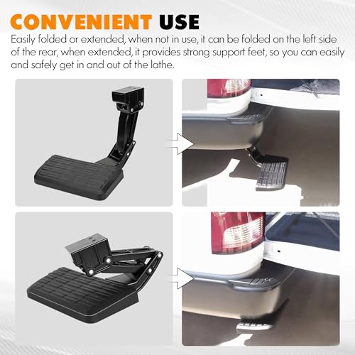 ASOPARTS Rear Bed Step Compatible with 2009-2018 Dodge Ram 1500, Ram 2500/3500 (Excludes Dual Exhaust & EcoDiesel Models) Retractable Bumper Tailgate Step #75306-01A - Image 3