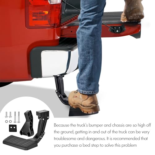 ASOPARTS Rear Bed Step Compatible with 2009-2018 Dodge Ram 1500, Ram 2500/3500 (Excludes Dual Exhaust & EcoDiesel Models) Retractable Bumper Tailgate Step #75306-01A - Image 4
