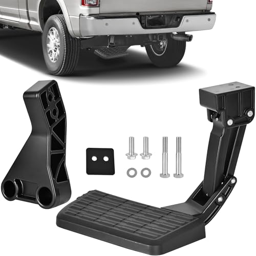ASOPARTS Rear Bed Step Compatible with 2009-2018 Dodge Ram 1500, Ram 2500/3500 (Excludes Dual Exhaust & EcoDiesel Models) Retractable Bumper Tailgate Step #75306-01A - Image 1