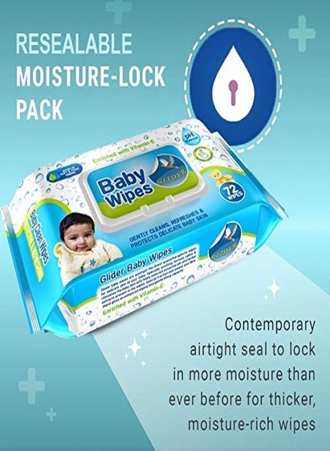 Glider Baby Wipes | Moisture Lock Flip-Top | Enriched with Aloe Vera & Vitamin E | pH Balanced, Paraben & Chlorine Free | (Pack of 5 – 360 Wipes) - Image 5