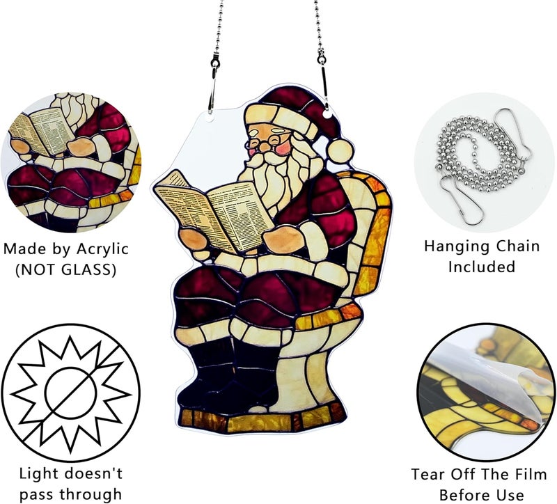 thmnj Santa Claus Ornaments Colorful Window Hanging Decorations Home Wall Decor for Indoor Outdoor - Image 3