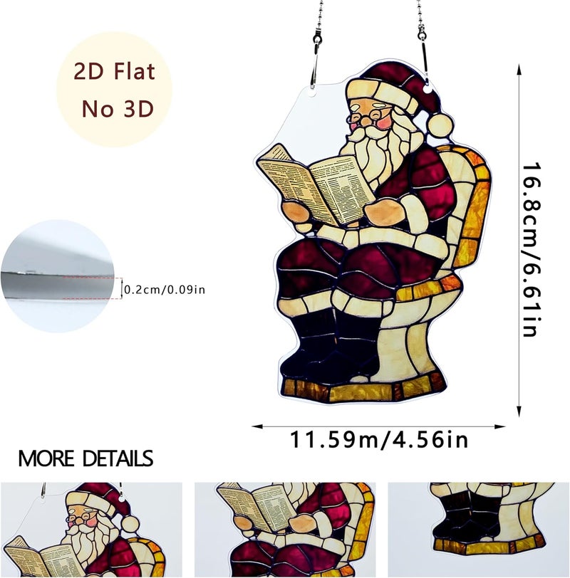 thmnj Santa Claus Ornaments Colorful Window Hanging Decorations Home Wall Decor for Indoor Outdoor - Image 2