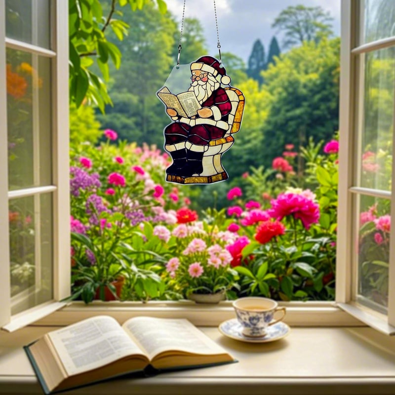 thmnj Santa Claus Ornaments Colorful Window Hanging Decorations Home Wall Decor for Indoor Outdoor - Image 5