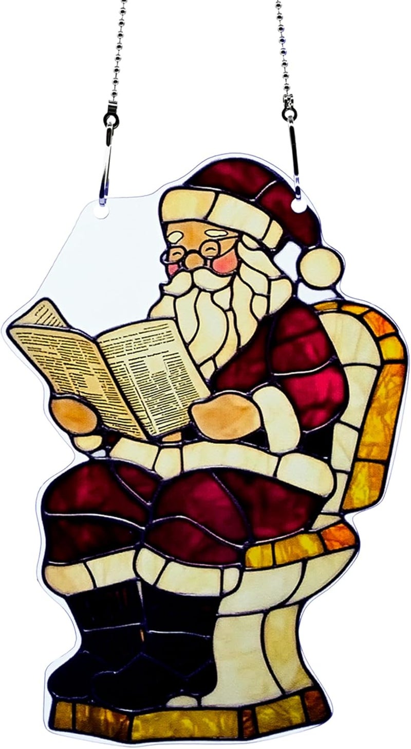 thmnj Santa Claus Ornaments Colorful Window Hanging Decorations Home Wall Decor for Indoor Outdoor - Image 1