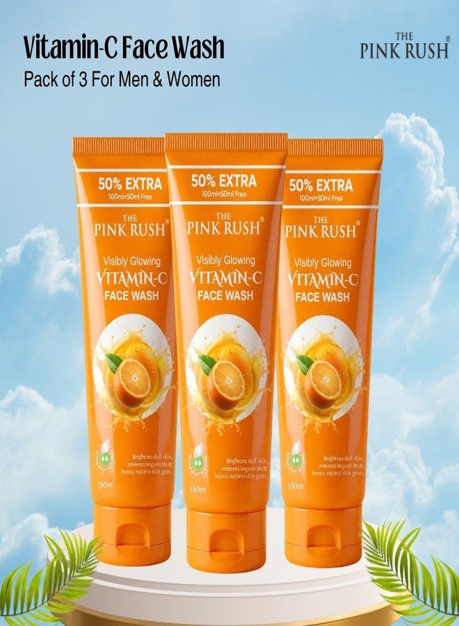 The Pink Rush غسول الوجه المنعش بفيتامين سي من ذا بينك راش، 150 مل، عبوة من 3 قطع، خالٍ من البارابين والكبريتات، لبشرة متألقة - Image 4