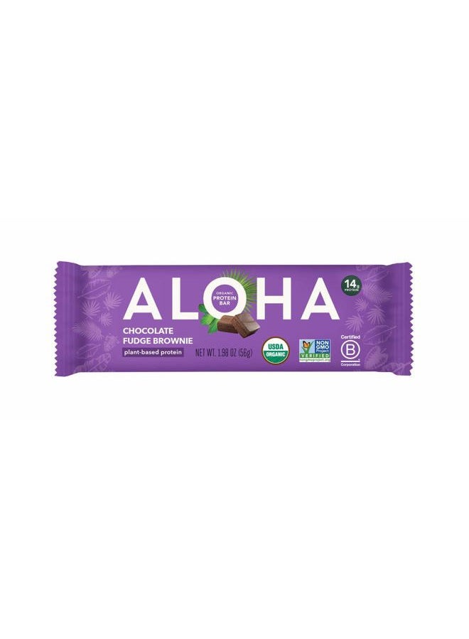ALOHA Organic Plant Based Protein Bars | Chocolate Fudge Brownie | 12 Count, 1.98oz Bars | Vegan, Low Sugar, Gluten Free, Paleo, Low Carb, Non-GMO, Stevia Free, Soy Free, No Sugar Alcohols - Image 1