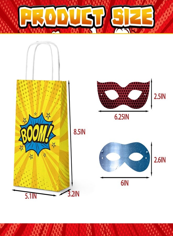 KALEFO 16Pcs Superhero Party Bags Set with 16 Paper Masks Bulk Kids Birthday Handle Bags for Costume Parties Group Themes Goodie Bags with Handles - Image 4