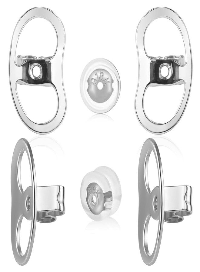Goffing Earring Backs for Droopy Ears, Adjustable Heavy Earrings Lifters Backs, 6 Pairs (4 Silver + 2 Silicone) - Image 1