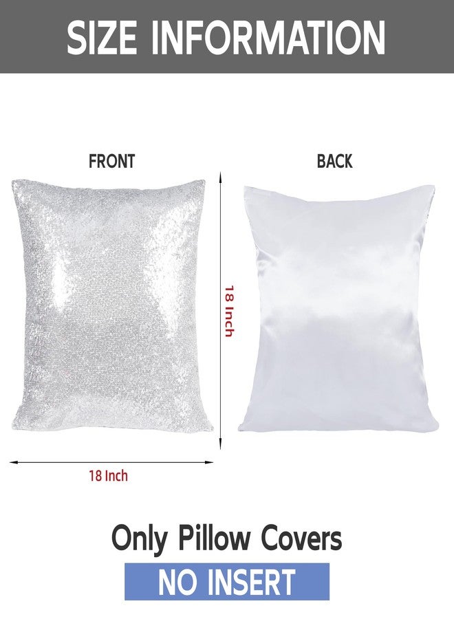 بويس 3 اي هوم أغطية وسائد مزخرفة فضية من Poise3EHome مقاس 18 × 18 بوصة مزينة بالترتر، مناسبة للأريكة والسرير وغرفة المعيشة وعيد الميلاد (فضي، قطعتان) - Image 5