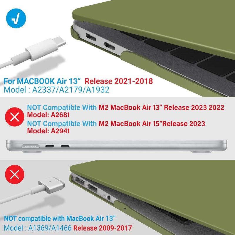 I Benzer Compatible with New MacBook Air 13 inch Case 2022 2021 2020 M1 A2337 A2179 A1932, Plastic Hard Shell Case with Keyboard Cover for Mac Retina Display with Touch ID, Matcha Green, AT13MOGN+1 - Image 4