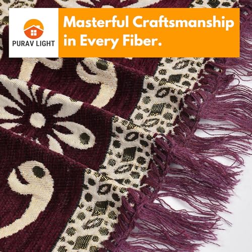 Purav Light Floral Design Cotton Carpet 5x7 feet for Living Room Bedroom Home Decor Carpets Mat (Burgundy Color) - Image 2