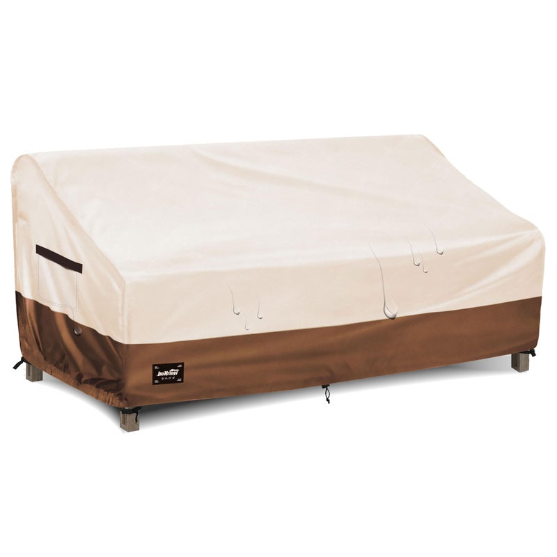 Jin Hrtoyi JinHrtoyi 3-Seater Outdoor Couch Cover, 76Wx32Dx31H inches Outdoor Furniture Covers Waterproof,100% Waterproof Heavy Duty Patio Furniture Covers,Beige&Brown Modern Style Outdoor Sofa Cover - Image 1