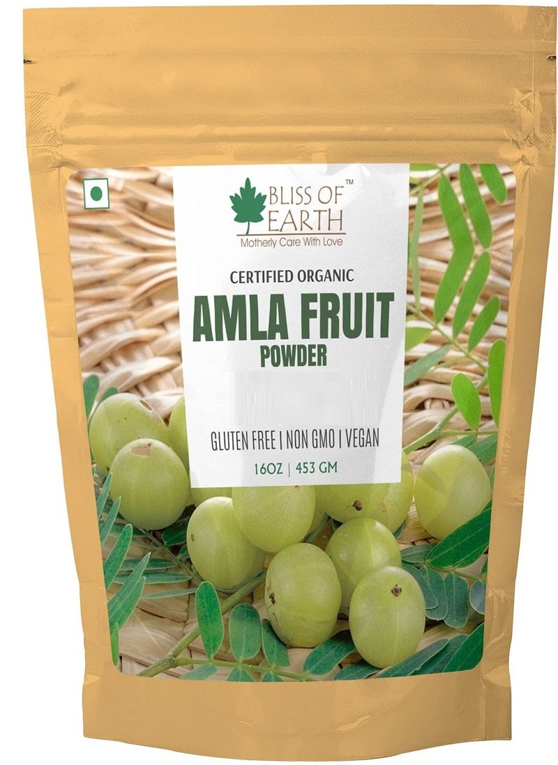 BLISS OF EARTH Organic Amla Powder 453GM for Eating Drinking & Hair Growth Immunity Booster  - Image 1